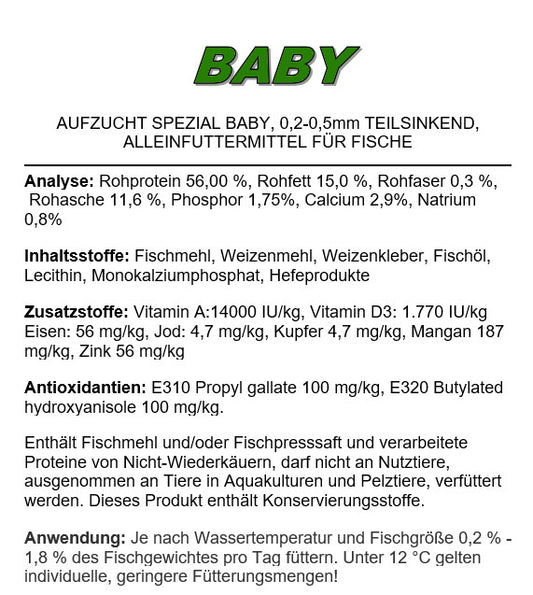 DAS KOIFUTTER AUFZUCHT SPEZIAL BABY 0,2 - 0,3 mm 1kg